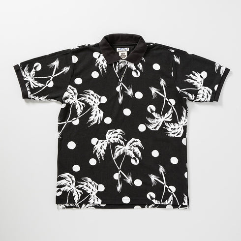 NVG×SUNSURF Moon Palm Tree Polo - BLACK